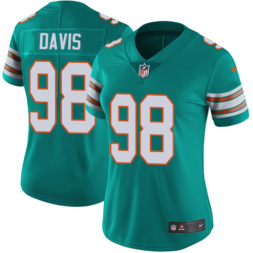Nike Miami Dolphins #98 Raekwon Davis Aqua Green Alternate Women Stitched NFL Vapor Untouchable Limited Jersey